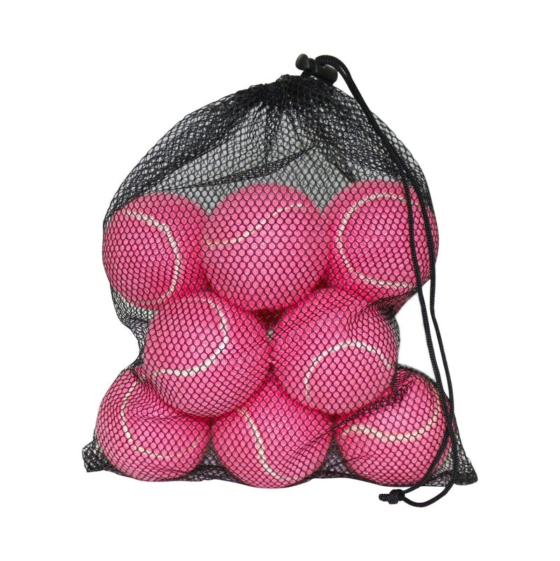 URBEST Tennis Balls, 12 Packs Training Tennis Balls Practice Balls for Novice Player, Pet Dog Playing Balls with Mesh Carry Bag (Pink) - Image 1